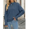 imageZESICA Womens Fall Turtleneck Batwing Long Sleeve Ribbed Knit Casual Soft Pullover Sweater Jumper TopDustyblue