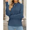 imageZESICA Womens Fall Turtleneck Batwing Long Sleeve Ribbed Knit Casual Soft Pullover Sweater Jumper TopDustyblue