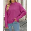 imageZESICA Womens Fall Turtleneck Batwing Long Sleeve Ribbed Knit Casual Soft Pullover Sweater Jumper TopEggplant