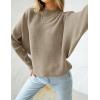 imageZESICA Womens Fall Turtleneck Batwing Long Sleeve Ribbed Knit Casual Soft Pullover Sweater Jumper TopKhaki