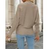 imageZESICA Womens Fall Turtleneck Batwing Long Sleeve Ribbed Knit Casual Soft Pullover Sweater Jumper TopKhaki