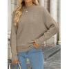 imageZESICA Womens Fall Turtleneck Batwing Long Sleeve Ribbed Knit Casual Soft Pullover Sweater Jumper TopKhaki