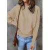 imageZESICA Womens Fall Turtleneck Batwing Long Sleeve Ribbed Knit Casual Soft Pullover Sweater Jumper TopOatmeal