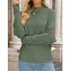 imageZESICA Womens Fall Turtleneck Batwing Long Sleeve Ribbed Knit Casual Soft Pullover Sweater Jumper TopOlive