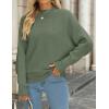 imageZESICA Womens Fall Turtleneck Batwing Long Sleeve Ribbed Knit Casual Soft Pullover Sweater Jumper TopOlive