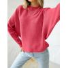 imageZESICA Womens Fall Turtleneck Batwing Long Sleeve Ribbed Knit Casual Soft Pullover Sweater Jumper TopWatermelon
