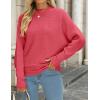 imageZESICA Womens Fall Turtleneck Batwing Long Sleeve Ribbed Knit Casual Soft Pullover Sweater Jumper TopWatermelon