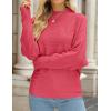 imageZESICA Womens Fall Turtleneck Batwing Long Sleeve Ribbed Knit Casual Soft Pullover Sweater Jumper TopWatermelon