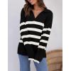 imageZESICA Womens Winter Sweaters Lapel V Neck Long Sleeve Striped Chunky Knit Oversized Pullover Sweater Jumper TopsBlack