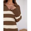 imageZESICA Womens Winter Sweaters Lapel V Neck Long Sleeve Striped Chunky Knit Oversized Pullover Sweater Jumper TopsBrown
