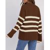 imageZESICA Womens Winter Sweaters Lapel V Neck Long Sleeve Striped Chunky Knit Oversized Pullover Sweater Jumper TopsCoffee