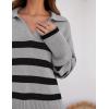 imageZESICA Womens Winter Sweaters Lapel V Neck Long Sleeve Striped Chunky Knit Oversized Pullover Sweater Jumper TopsGrey