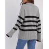 imageZESICA Womens Winter Sweaters Lapel V Neck Long Sleeve Striped Chunky Knit Oversized Pullover Sweater Jumper TopsGrey