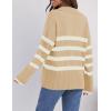 imageZESICA Womens Winter Sweaters Lapel V Neck Long Sleeve Striped Chunky Knit Oversized Pullover Sweater Jumper TopsKhaki