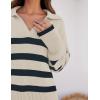 imageZESICA Womens Winter Sweaters Lapel V Neck Long Sleeve Striped Chunky Knit Oversized Pullover Sweater Jumper TopsRoyalblue