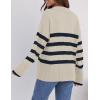 imageZESICA Womens Winter Sweaters Lapel V Neck Long Sleeve Striped Chunky Knit Oversized Pullover Sweater Jumper TopsRoyalblue