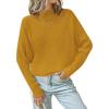 imageZESICA Womens Fall Turtleneck Batwing Long Sleeve Ribbed Knit Casual Soft Pullover Sweater Jumper TopMustard