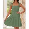 imageZESICA Womens 2025 Summer Spaghetti Strap Sleeveless Square Neck Ruffle A Line Swing Mini DressArmygreen