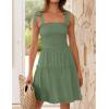 imageZESICA Womens 2025 Summer Spaghetti Strap Sleeveless Square Neck Ruffle A Line Swing Mini DressArmygreen
