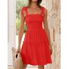imageZESICA Womens 2025 Summer Spaghetti Strap Sleeveless Square Neck Ruffle A Line Swing Mini DressFirered