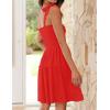 imageZESICA Womens 2025 Summer Spaghetti Strap Sleeveless Square Neck Ruffle A Line Swing Mini DressFirered