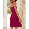 imageZESICA Womens 2025 Summer Spaghetti Strap Sleeveless Square Neck Ruffle A Line Swing Mini DressFuchsia