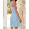 imageZESICA Womens 2025 Summer Spaghetti Strap Sleeveless Square Neck Ruffle A Line Swing Mini DressLightblue