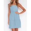 imageZESICA Womens 2025 Summer Spaghetti Strap Sleeveless Square Neck Ruffle A Line Swing Mini DressLightblue