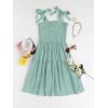 imageZESICA Womens 2025 Summer Spaghetti Strap Sleeveless Square Neck Ruffle A Line Swing Mini DressLightgreen