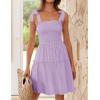 imageZESICA Womens 2025 Summer Spaghetti Strap Sleeveless Square Neck Ruffle A Line Swing Mini DressLightpurple