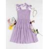imageZESICA Womens 2025 Summer Spaghetti Strap Sleeveless Square Neck Ruffle A Line Swing Mini DressLightpurple