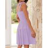imageZESICA Womens 2025 Summer Spaghetti Strap Sleeveless Square Neck Ruffle A Line Swing Mini DressLightpurple