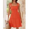 imageZESICA Womens 2025 Summer Spaghetti Strap Sleeveless Square Neck Ruffle A Line Swing Mini DressOrange
