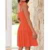 imageZESICA Womens 2025 Summer Spaghetti Strap Sleeveless Square Neck Ruffle A Line Swing Mini DressOrange