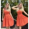 imageZESICA Womens 2025 Summer Spaghetti Strap Sleeveless Square Neck Ruffle A Line Swing Mini DressOrange