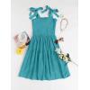 imageZESICA Womens 2025 Summer Spaghetti Strap Sleeveless Square Neck Ruffle A Line Swing Mini DressPeacock