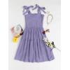 imageZESICA Womens 2025 Summer Spaghetti Strap Sleeveless Square Neck Ruffle A Line Swing Mini DressPurple