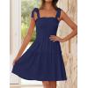 imageZESICA Womens 2025 Summer Spaghetti Strap Sleeveless Square Neck Ruffle A Line Swing Mini DressRoyalblue