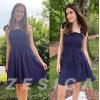 imageZESICA Womens 2025 Summer Spaghetti Strap Sleeveless Square Neck Ruffle A Line Swing Mini DressRoyalblue