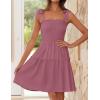 imageZESICA Womens 2025 Summer Spaghetti Strap Sleeveless Square Neck Ruffle A Line Swing Mini DressTaro
