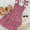 imageZESICA Womens 2025 Summer Spaghetti Strap Sleeveless Square Neck Ruffle A Line Swing Mini DressTaro