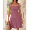 imageZESICA Womens 2025 Summer Spaghetti Strap Sleeveless Square Neck Ruffle A Line Swing Mini DressTaro