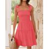 imageZESICA Womens 2025 Summer Spaghetti Strap Sleeveless Square Neck Ruffle A Line Swing Mini DressWatermelon