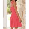 imageZESICA Womens 2025 Summer Spaghetti Strap Sleeveless Square Neck Ruffle A Line Swing Mini DressWatermelon