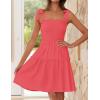 imageZESICA Womens 2025 Summer Spaghetti Strap Sleeveless Square Neck Ruffle A Line Swing Mini DressWatermelon