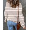 imageZESICA Womens Fall Fashion Turtleneck Long Sleeve Striped Ribbed Knit Loose Pullover Sweater TopsAlmond