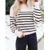 imageZESICA Womens Fall Fashion Turtleneck Long Sleeve Striped Ribbed Knit Loose Pullover Sweater TopsApricot