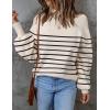 imageZESICA Womens Fall Fashion Turtleneck Long Sleeve Striped Ribbed Knit Loose Pullover Sweater TopsApricot
