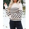 imageZESICA Womens Fall Fashion Turtleneck Long Sleeve Striped Ribbed Knit Loose Pullover Sweater TopsApricot