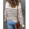 imageZESICA Womens Fall Fashion Turtleneck Long Sleeve Striped Ribbed Knit Loose Pullover Sweater TopsApricot